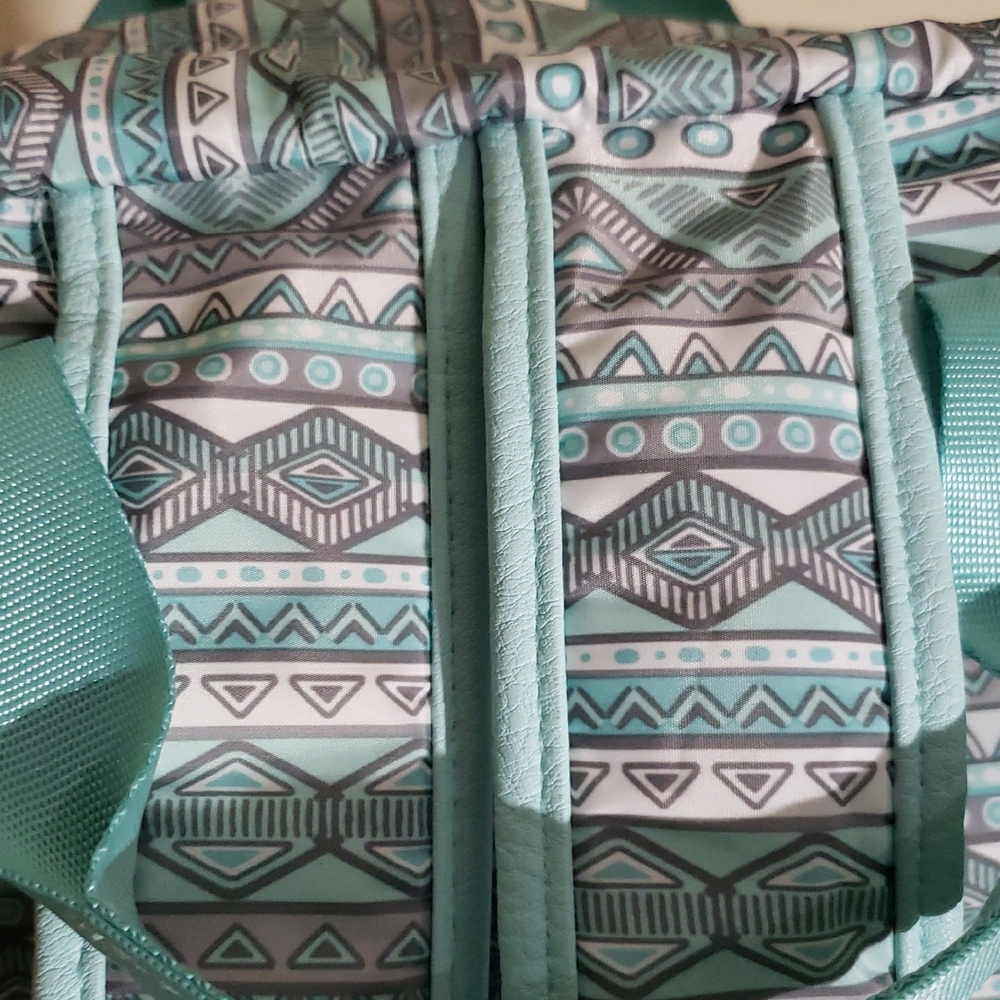 Chic Patterned Backpack In Teal - image 6